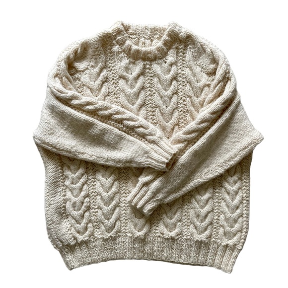 handmade Sweaters - Hand Knit Chunky Cable Knit Cream Oversized Sweater